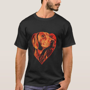 Valentine's Day Vizsla Dog Heart T-Shirt