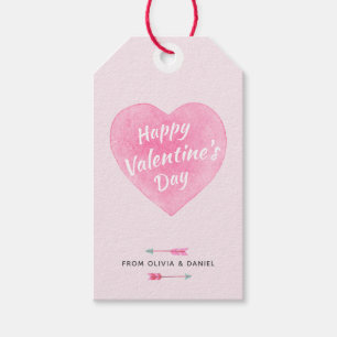 Valentine's Day Watercolor Heart Gift Tag