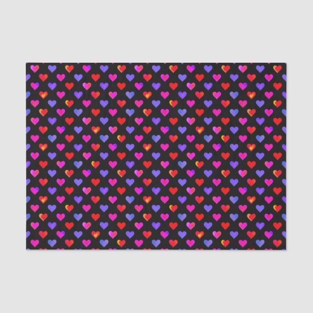 Valentine's Day Watercolor Hearts Pattern Tissue Paper (Front)