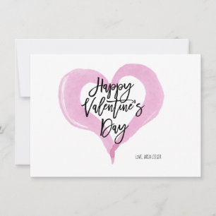 Valentine's Day Watercolor, pink and lavender card