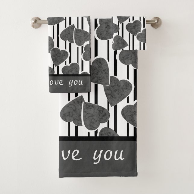Valentine's day, wedding bath towel set (Insitu)
