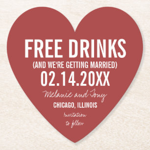 Valentine's Day Wedding Funny Save the Dates Paper Coaster