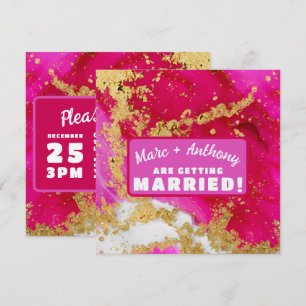Valentines Day Wedding Pink Red and Gold Save The Date