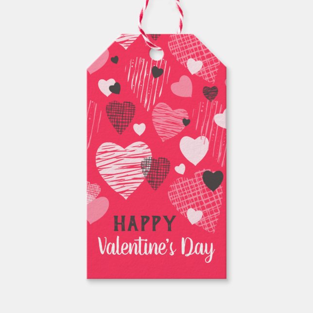 Valentine's Day Whimsical Hearts Gift Tags (Front)