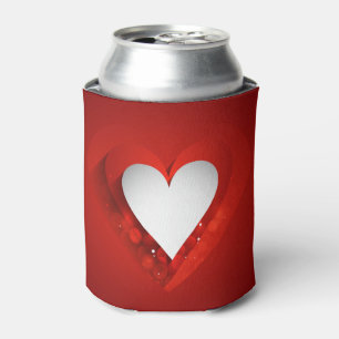 Valentine's Day White Heart - Customize Can Cooler