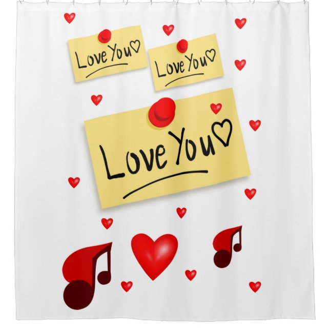 valentines day white love showercurtain (Front)