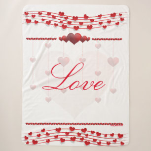 Valentines Day White / Pink Hearts Sherpa Blanket