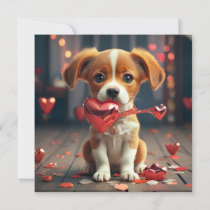 Valentine's Day with a cute little dog Holiday Card