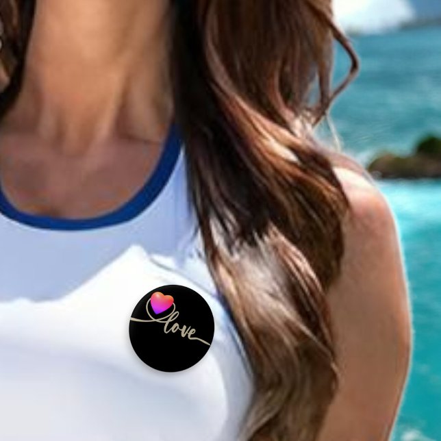 Valentine's Day with Canary bird 1 Inch Round Button (Creator Uploaded)