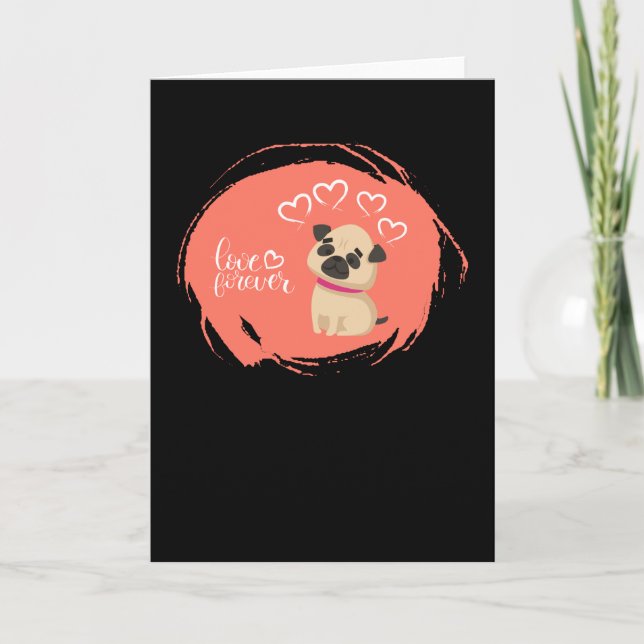 Valentine's Day with Cute Pug Dog Card (Front)