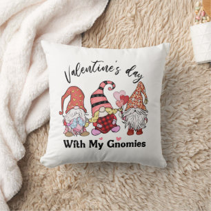 Valentines day with my gnomies Personalized Throw Pillow