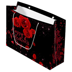 Valentine's Day with Red Roses Large Gift Bag