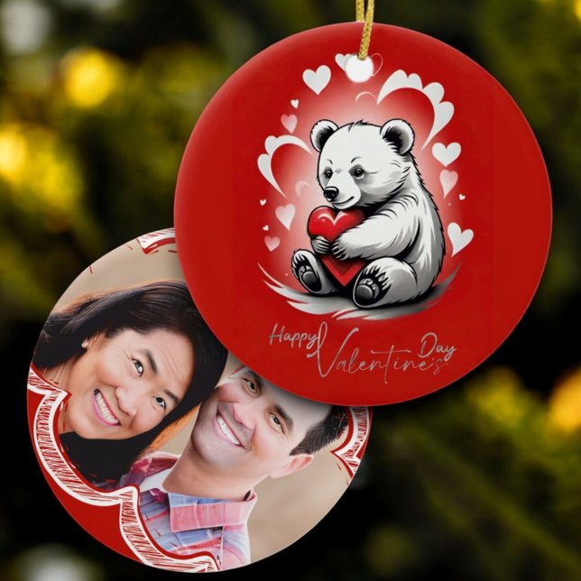 Valentine's Day with Rich Teddy Bear Ceramic Ornament (Creator Uploaded)