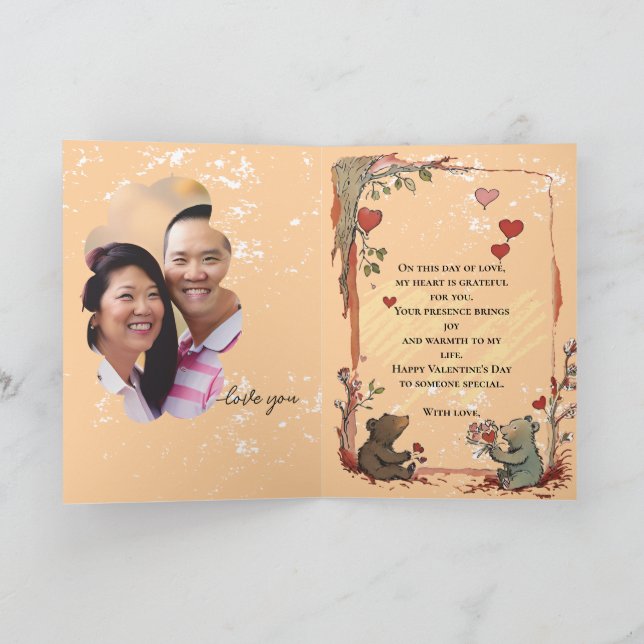 Valentine's Day with Rich Teddy Bear Holiday Card (Inside)