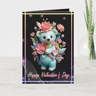 Valentine's Day with Rich Teddy Bear Holiday Card