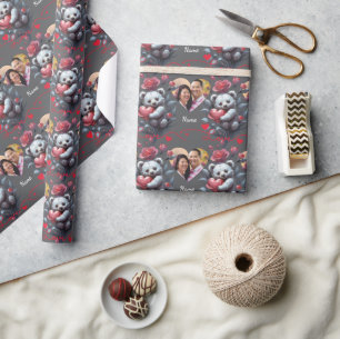 Valentine's Day with Rich Teddy Bear Wrapping Paper