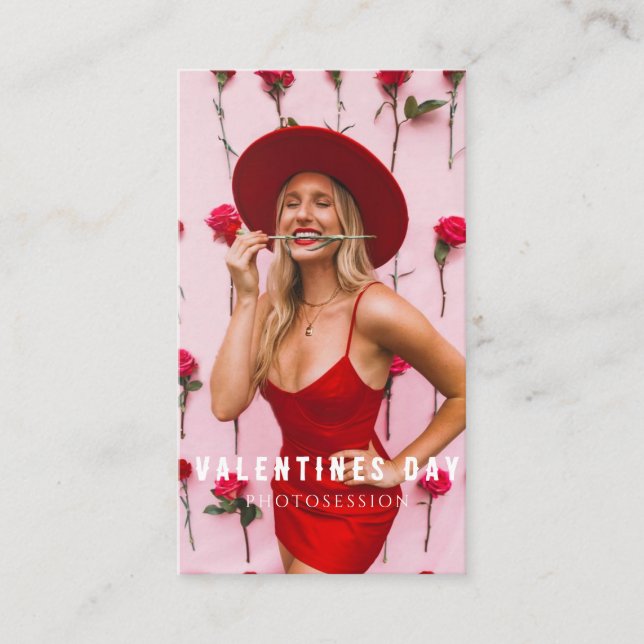Valentine's Day Woman Girl Photosession  Business Card (Front)