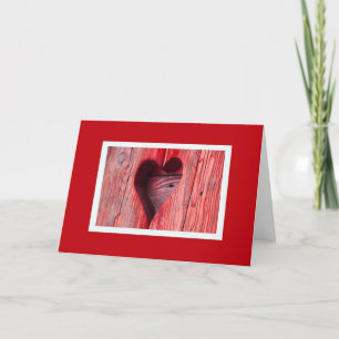 Valentines Day Wooden Heart Holiday Card