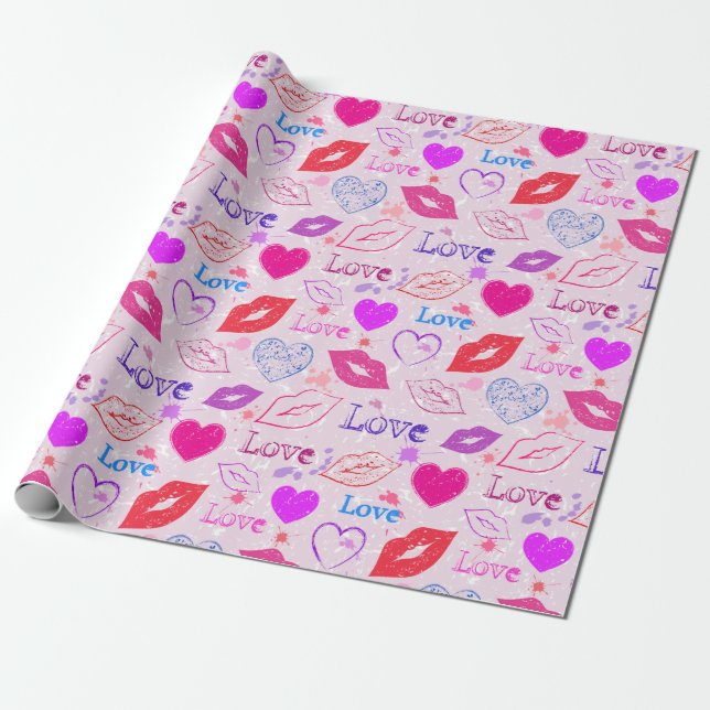 Valentine's Day Wrapping Paper (Unrolled)