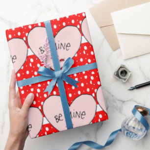 Valentine's Day Wrapping Paper Be Mine Red Hearts
