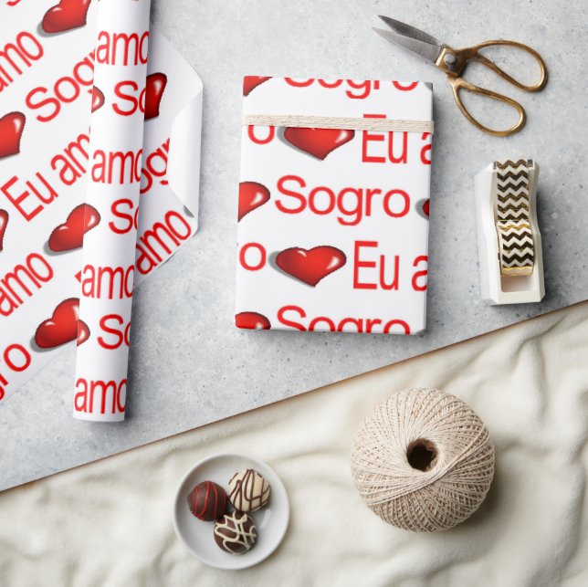 Valentine's Day Wrapping Paper Eu amo Sogro  (Crafts)