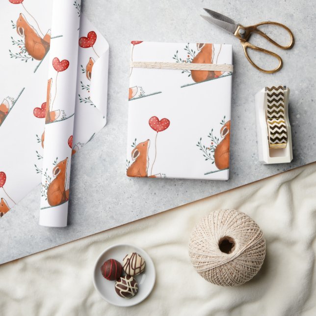 Valentine's Day Wrapping Paper Foxy Love Hearts (Crafts)