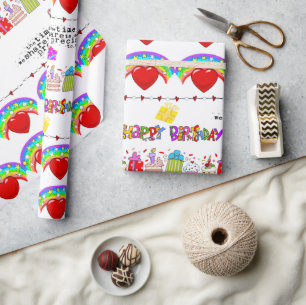 Valentine's Day Wrapping Paper Happy Birthday