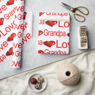 Valentine's Day Wrapping Paper Love Grandpa Hearts