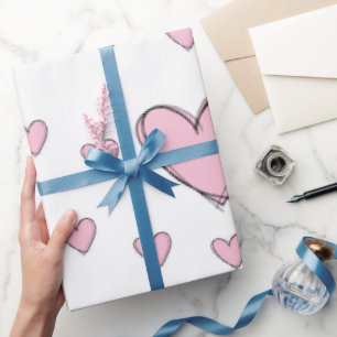Valentine's Day Wrapping Paper Pink Hearts