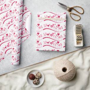 Valentine's Day Wrapping Paper  Pink Red Hearts