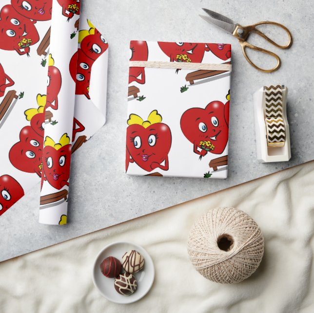 Valentine's Day Wrapping Paper Red Hearts Couple (Crafts)