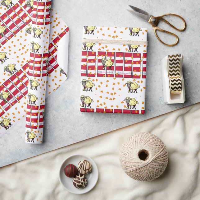 Valentine's Day Wrapping Paper Sheep Hearts (Crafts)