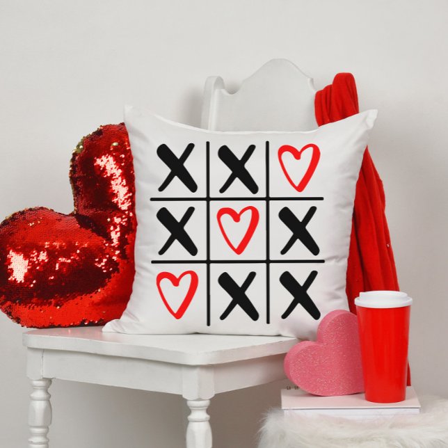 Valentine's Day X and Heart  Throw Pillow (Creator Uploaded)
