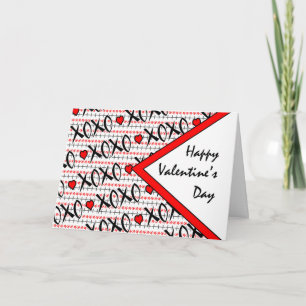 Valentine's Day XOXO Red Black White Design Holiday Card