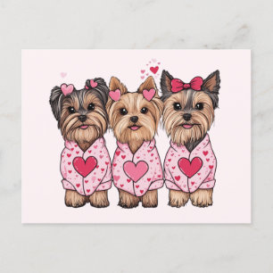 Valentines Day Yorkie Dogs Holiday Postcard