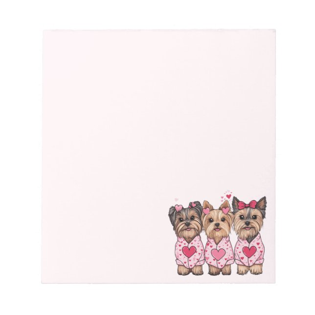 Valentines Day Yorkie Dogs Notepad (Front)