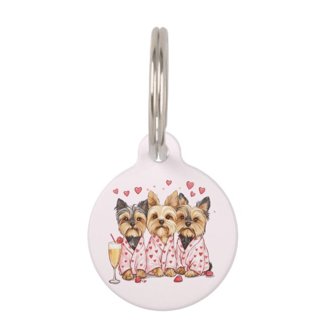 Valentines Day Yorkie Dogs Pet Tag (Front)