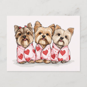 Valentines Day Yorkshire Terrier Dogs Holiday Postcard