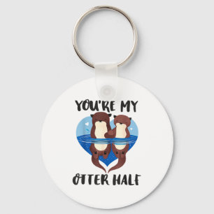 Valentine's Day You’re My Otter Half Love Pun Cute Keychain