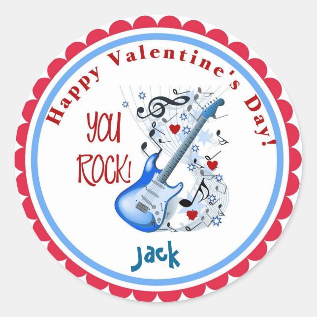 Valentine's Day You Rock Guitar stickers (Front)