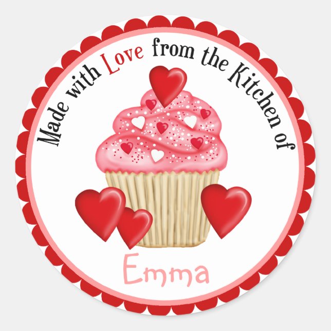 Valentines DayHeart Cupcakes Stickers (Front)