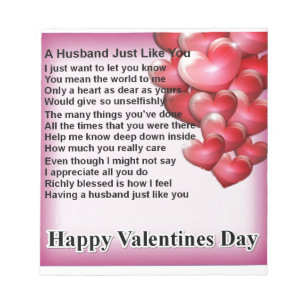 Valentines Design  husband poem Notepad