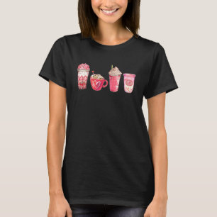 Valentines Drinking Coffee Love Heart Graphic Vale T-Shirt