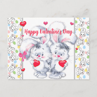 Valentines Easter Bunnies Postcard