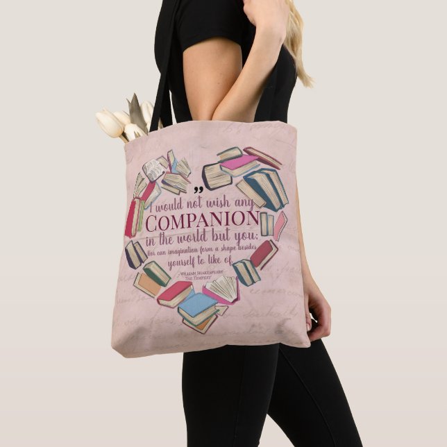 Valentines Elegant Book Lover Shakespeare Quote  Tote Bag (Close Up)