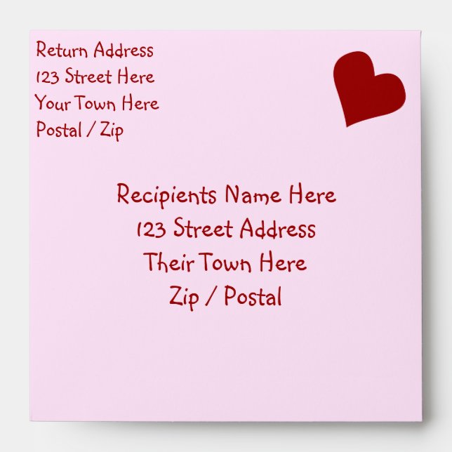 Valentine's Envelopes Personalized Love Envelopes (Front)