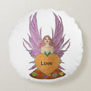 Valentines Faerie Round Pillow