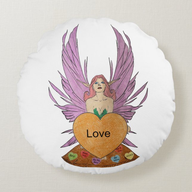 Valentines Faerie Round Pillow (Front)