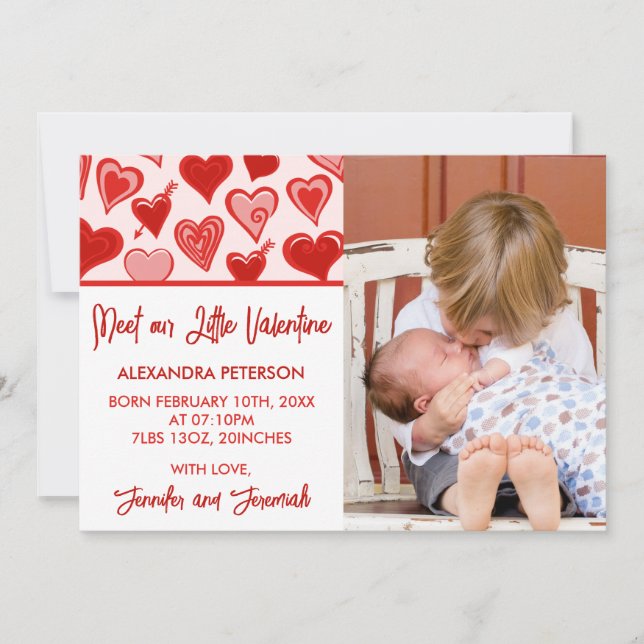 Valentines faire-part de naissance carte coeur mig (Devant)