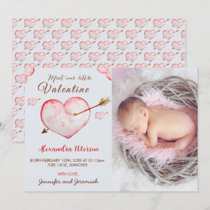 Valentines faire-part de naissance carte flèche co